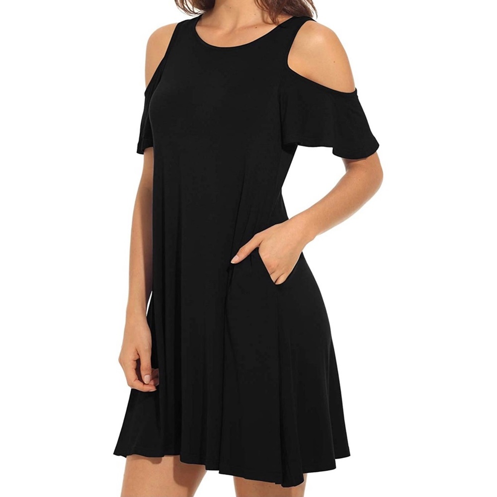 Small black cold shoulder mini